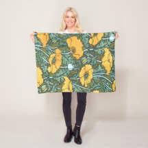 Gult Vintage Poppy Fleece Blanket