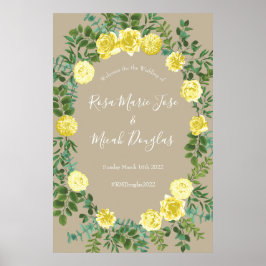 Gult Vintage Ro Elegant bröllop Poster