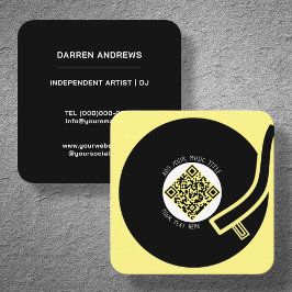 Gult Vinyl LP | QR-kod för musik Fyrkantigt Visitkort