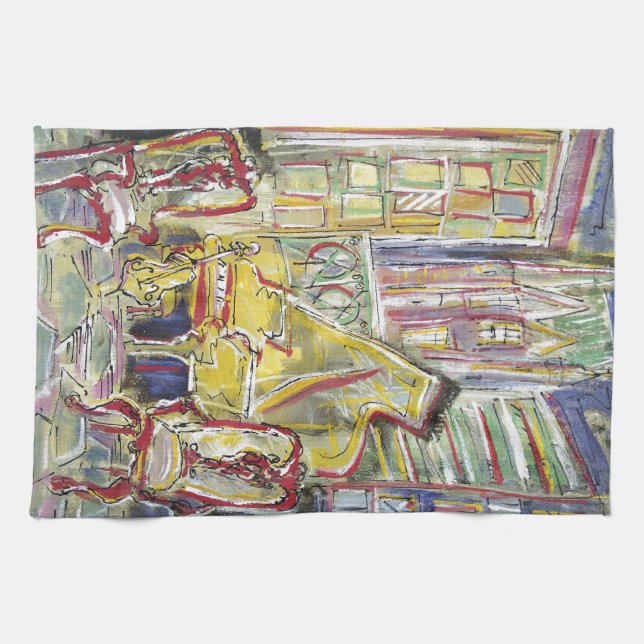 Gult violoncell kökshandduk (Horisontell)