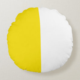 Gult Vit 2 Färg tondelande halv uppdelning Rund Kudde