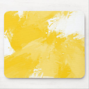 Gult Vit Abstrakt Modern Brushstrokes Musmatta