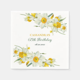 Gult Vit Daffodil Rustic Blommigt Födelsedag Pappersservett