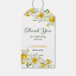 Gult Vit Daffodil Rustic Blommigt Födelsedag Presentetikett