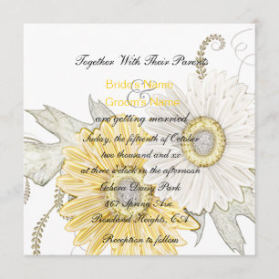 Gult & vit Gerber Daisy Swirl-Bröllopsinbjudningar Inbjudningar
