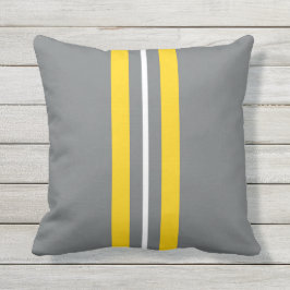 Gult Vit Grått Lodrät Rand Utomhusfyllning med Kudde