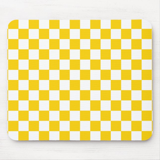 Gult Vit kontrollerad Mönster-design Musmatta (Framsidan)