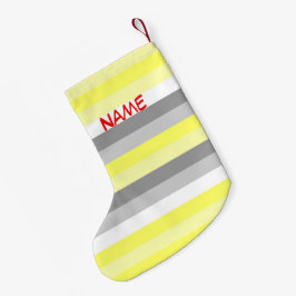 Gult-, vit- och Grått Rand-julklapp Liten Julstrumpa