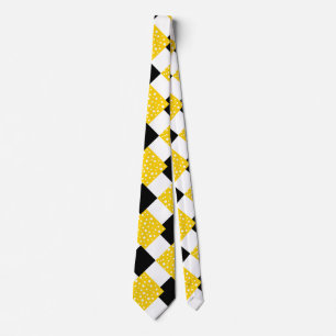 Gult Vit Polka dots Svartvitt Geometriskt Slips