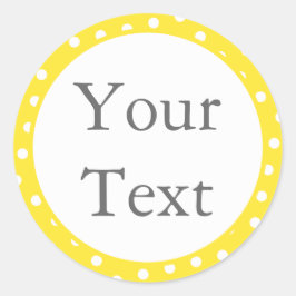 Gult & vit polka-punktstreck med Anpassningsbar Runt Klistermärke