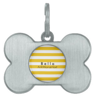 Gult & vit Rand Modern stripe-Personlig ID-bricka Husdjur