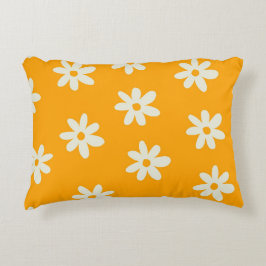 Gult Vit Retro Y2K Flower Mönster Prydnadskudde