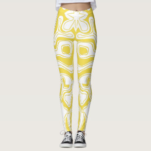 Gult Vit trål Abstrakt Leggings