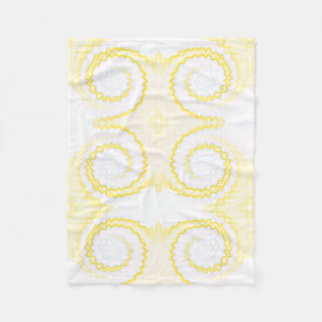 Gult vit virveltid färgad funky fleecefilt (Framsidan)