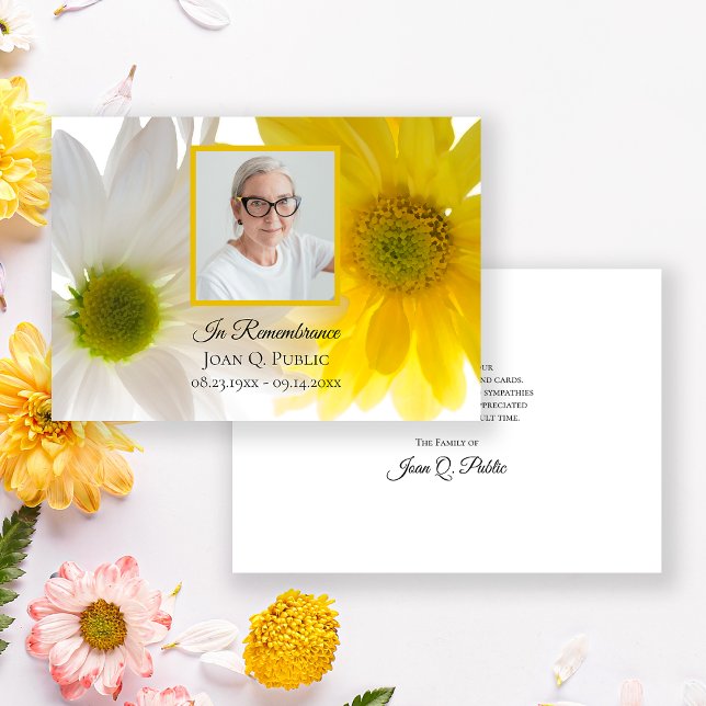 Gult Vita Daisy Funeral Memorial Sympathy Tack Kort (Skapare uppladdad)