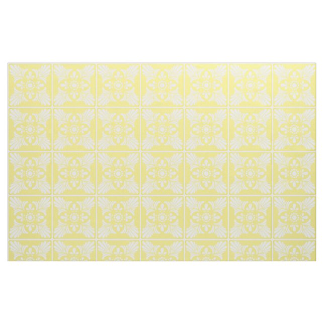 Gult Vita Medelhavsbrickan Mönster Tyg (Fat Quarter)
