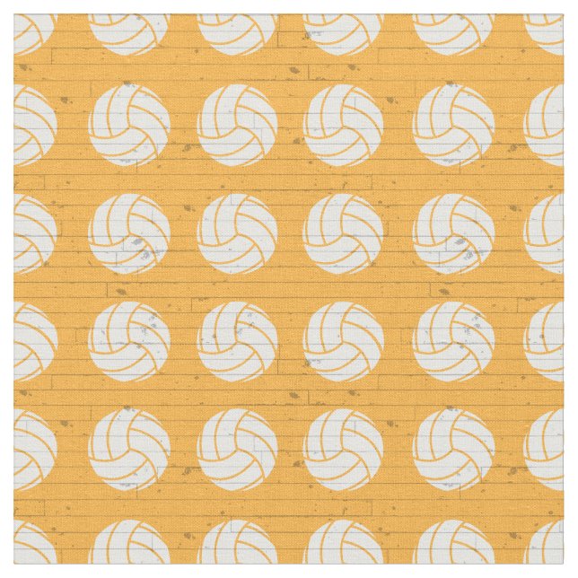 Gult Volleyball Wood Golv Patterned Tyg (Närbild)