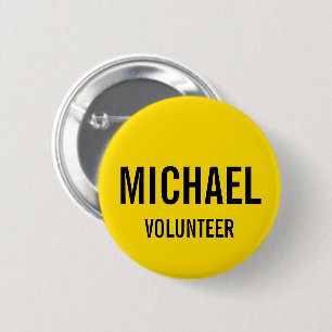 Gult Volunteer Badge med eget namn Knapp