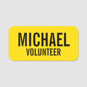 Gult Volunteer Badge med eget namn Namnbricka