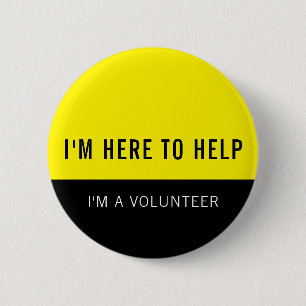 Gult Volunteer här för att hjälpa till Knapp