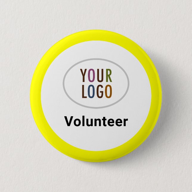 Gult Volunteer Staff Button Badge Company Logotyp Knapp (Framsida)