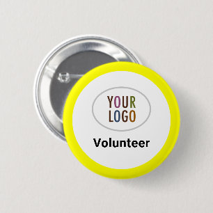 Gult Volunteer Staff Button Badge Company Logotyp Knapp