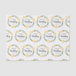 Gult W/C Flowers Namn & Date on White Bröllop