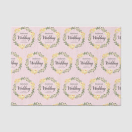 Gult W/C Flowers Namn & Date Rosa Bröllop