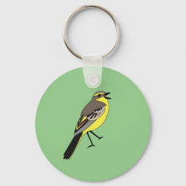 Gult Wagtail-Vilden Bird Porträtt Nyckelring