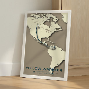 Gult Warbler Migration Karta - Minimalistisk Vinta Poster