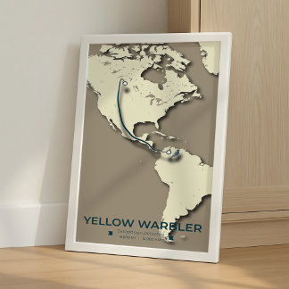 Gult Warbler Migration Karta - Minimalistisk Vinta Poster
