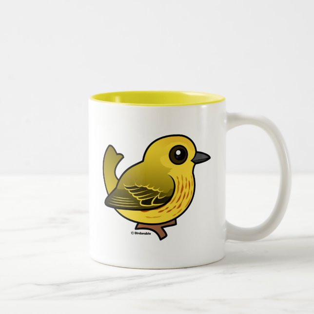 Gult Warbler Två-Tonad Mugg (Höger)