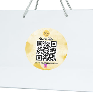 Gult Watercolor Business Instagram Qr-kod Runt Klistermärke