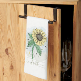 Gult Watercolor Flower Faith Kitchen Towel Kökshandduk