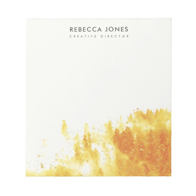 GULT WATERCOLOR LANDSCAPE TRÄD FOLIAGE MONOGRAM ANTECKNINGSBLOCK (Framsida)