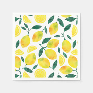 Gult Watercolor Lemon Mönster Pappersservett