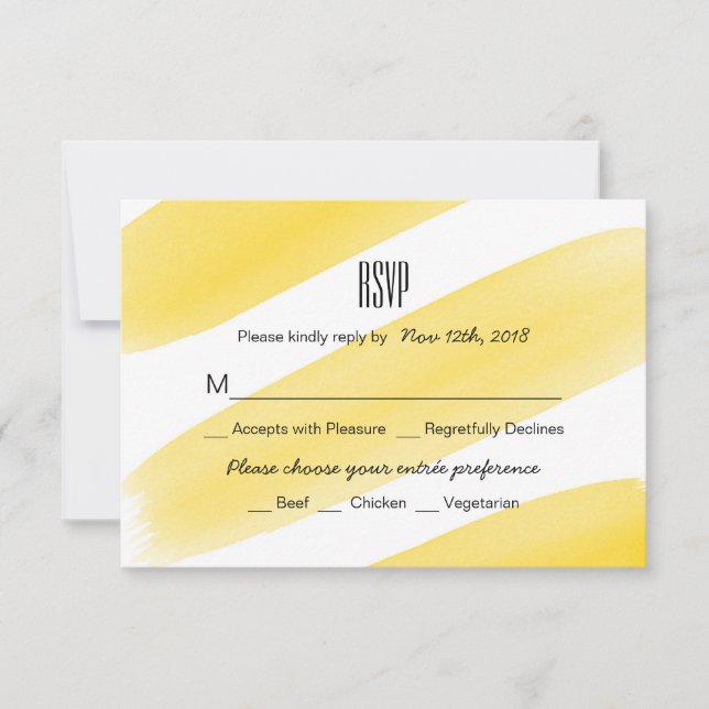 Gult Watercolor Rand Bröllop OSA Card (Framsida)