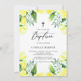 Gult Watercolor Ro Garland Baptism Inbjudningar