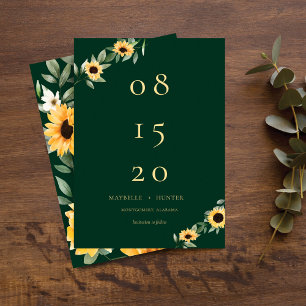 Gult Watercolor Sunblommor & Wildblomme Modern Spara Datumet