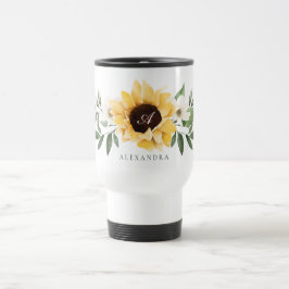 Gult Watercolor Sunblommor & Wildblommonogram Resemugg