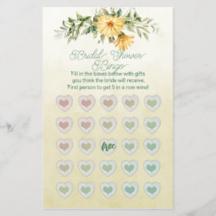 Gult Watercolor Sunwers Möhippa Bingo Flygblad
