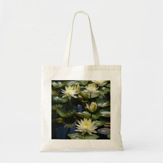Gult Waterlilies Lotus tote bag Tygkasse (Framsidan)