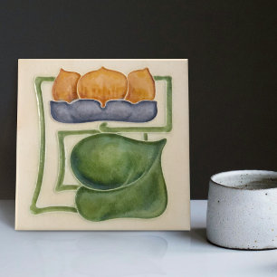 Gult Waterlily Ivory Decor Art nouveau Art Deco Kakelplatta