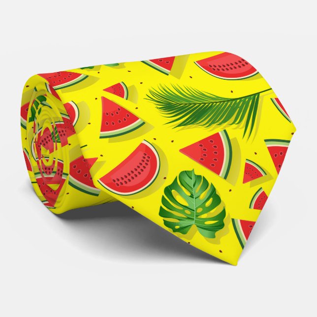 Gult Watermelon Löv Neck Tie Slips (Rullad)