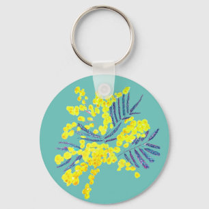 Gult Wattle Mimosa Australiens blomkonst Nyckelring