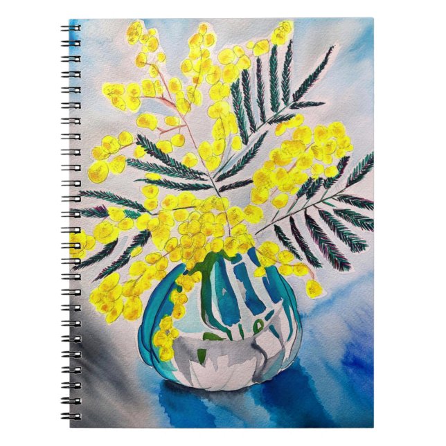Gult Wattle native Australian blomart Anteckningsbok (Framsidan)