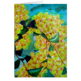 Gult Wattle native Australian blomart Hälsningskort