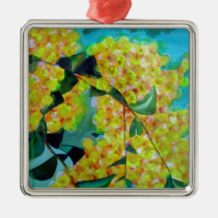 Gult Wattle native Australian blomart Julgransprydnad Metall