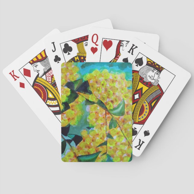 Gult Wattle native Australian blomart Spel Kort (Baksidan)