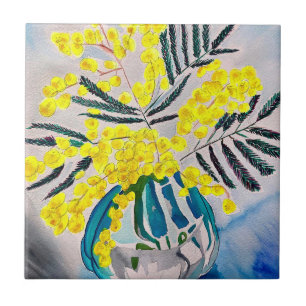 Gult Wattle native Australian Blommart Kakelplatta